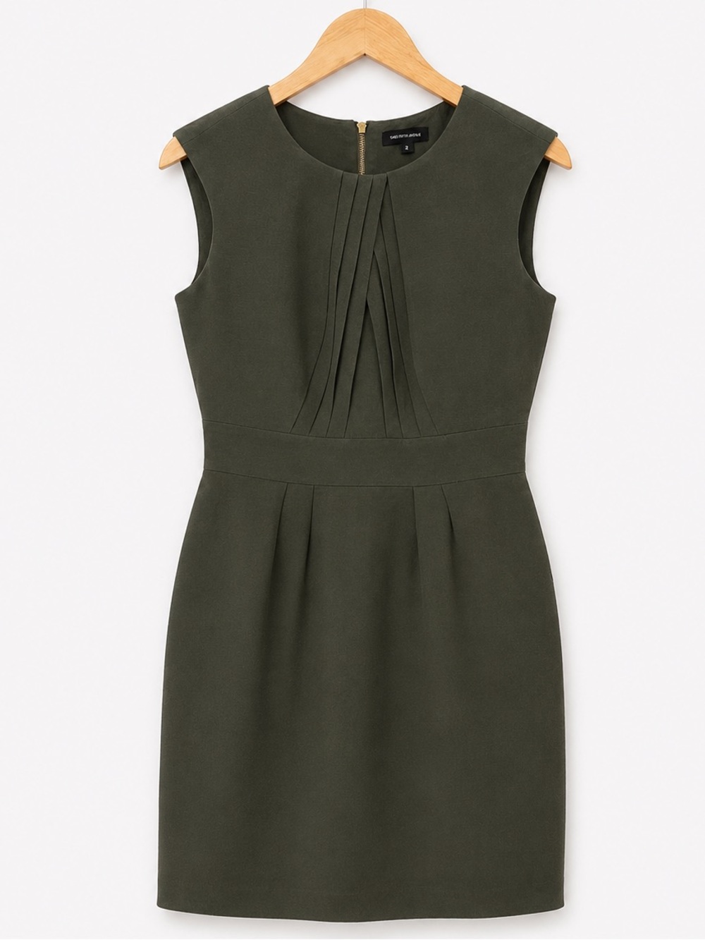Saks Fifth Avenue Olive Green Sleeveless Dress